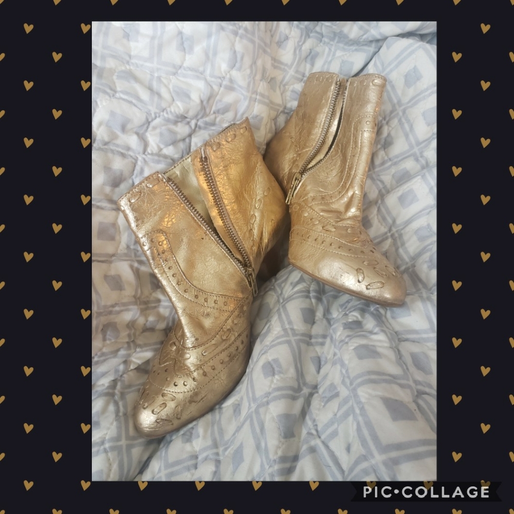 Vintage Colcci Girls Metallic Brogue Boots